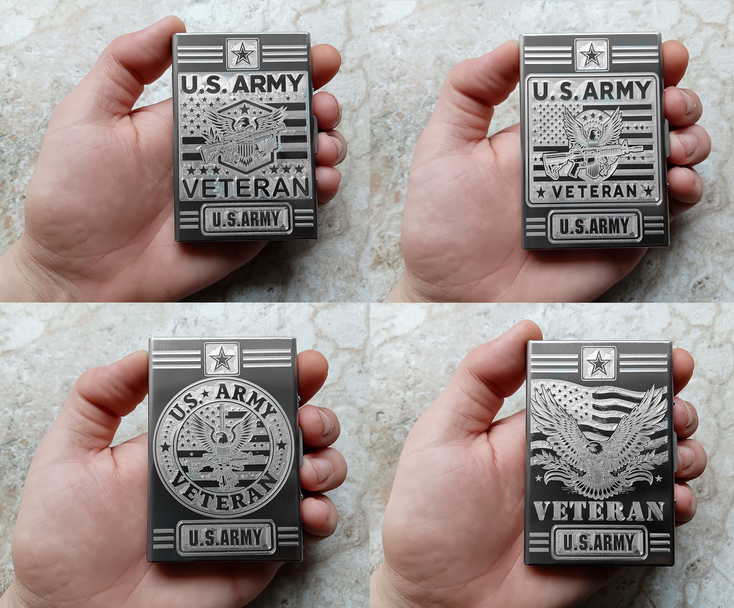 Top View of Stainless Steel Engraved Card Wallet